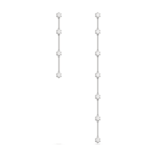 Constella Drop Asymmetric Design White Rhodium Plated Earrings 5641681Swarovski5641681