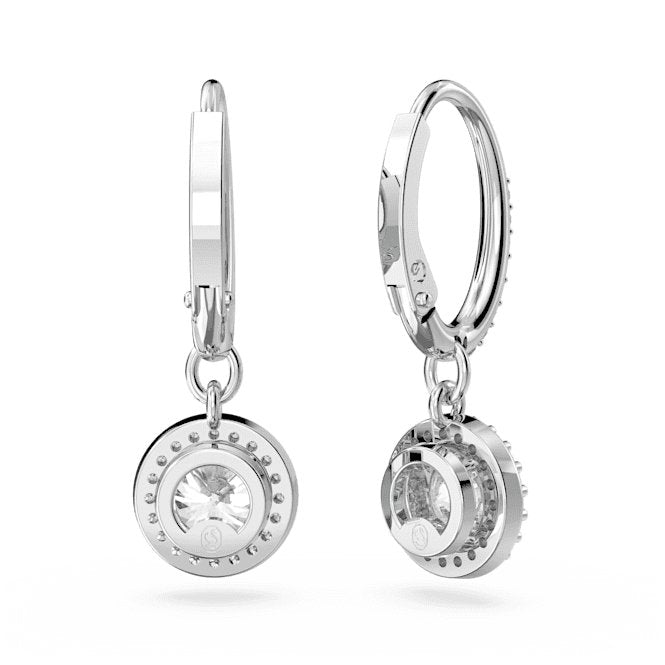 Constella Drop Round Cut Pavé White Rhodium Plated Earrings 5636270Swarovski5636270