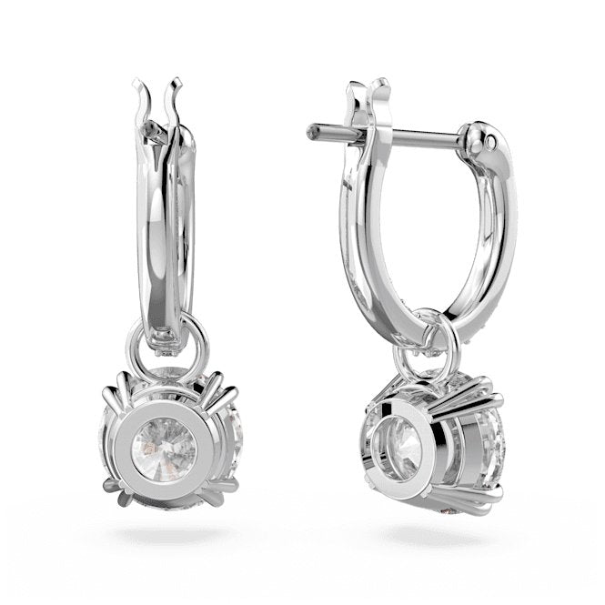 Constella Drop Round Cut White Rhodium Plated Earrings 5636717Swarovski5636717