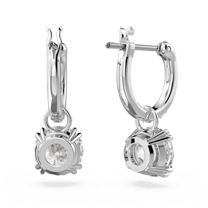 Constella Drop Round Cut White Rhodium Plated Earrings 5636717Swarovski5636717