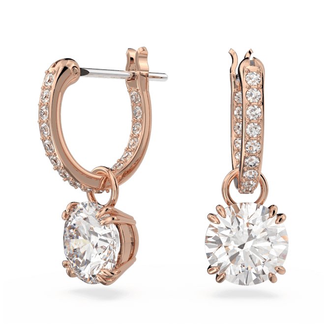 Constella Drop Round Cut White Rose Gold - tone Plated Earrings 5639975Swarovski5639975