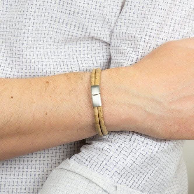 Cork Tubular Double Row Bracelet Steel Clasp Bracelet B5377Fred BennettB5377