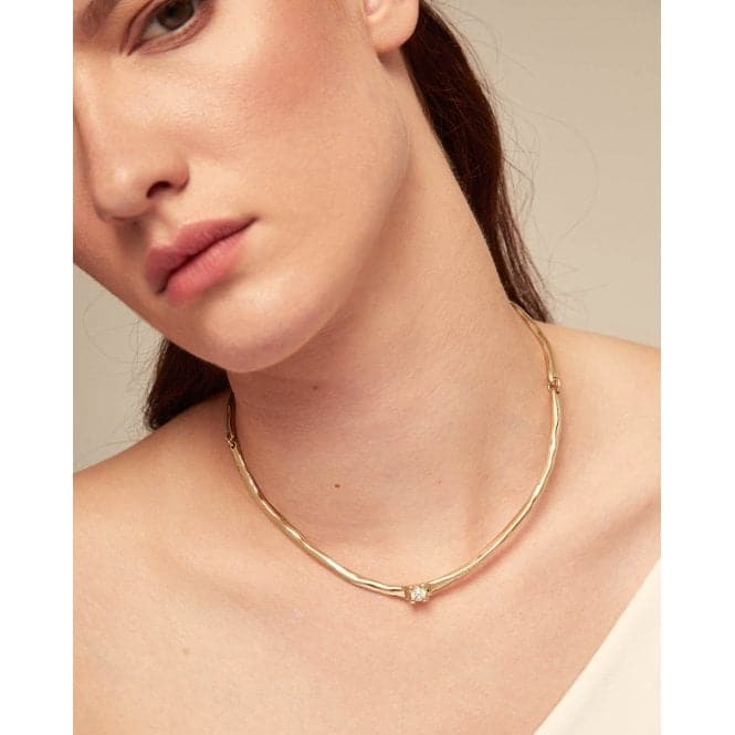 Cosmos 18k Gold - Plated Rigid White Zirconia Necklace COL1913BLNOROUNOde50COL1913BLNORO