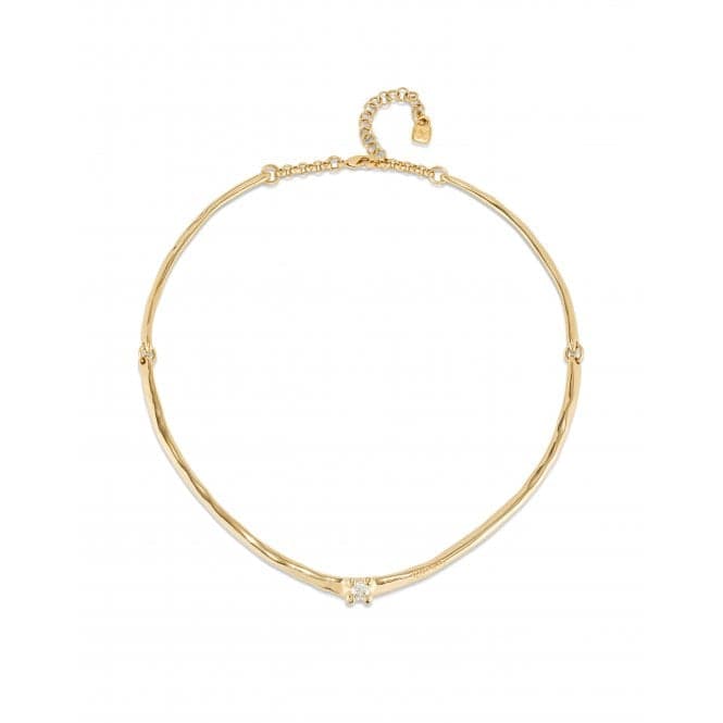 Cosmos 18k Gold - Plated Rigid White Zirconia Necklace COL1913BLNOROUNOde50COL1913BLNORO
