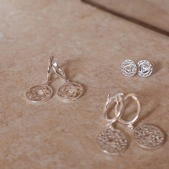 Crown Chakra Drop Silver Earrings ECHK1007DaisyECHK1007