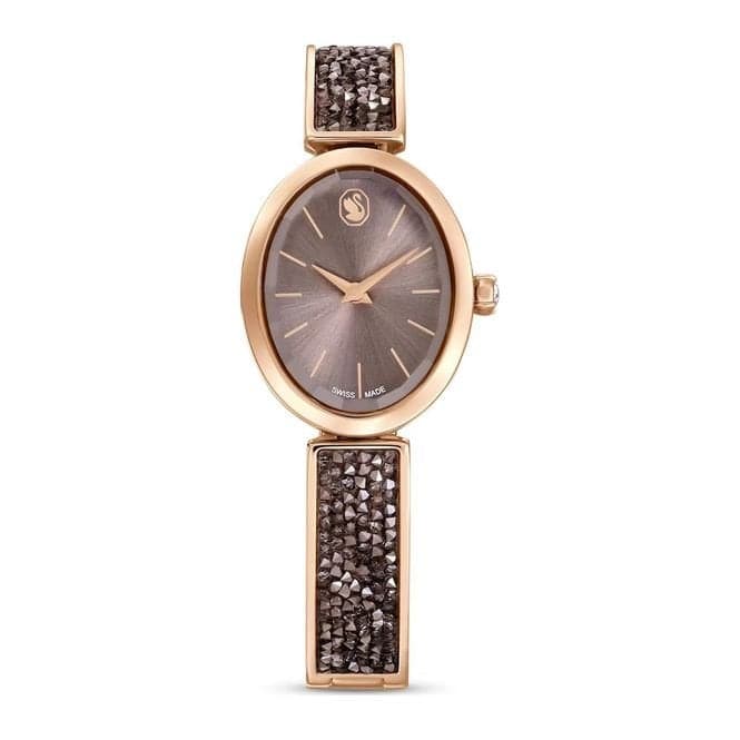 Swarovski Crystal Rock Swiss Made Black Rose gold-tone finish Oval ...