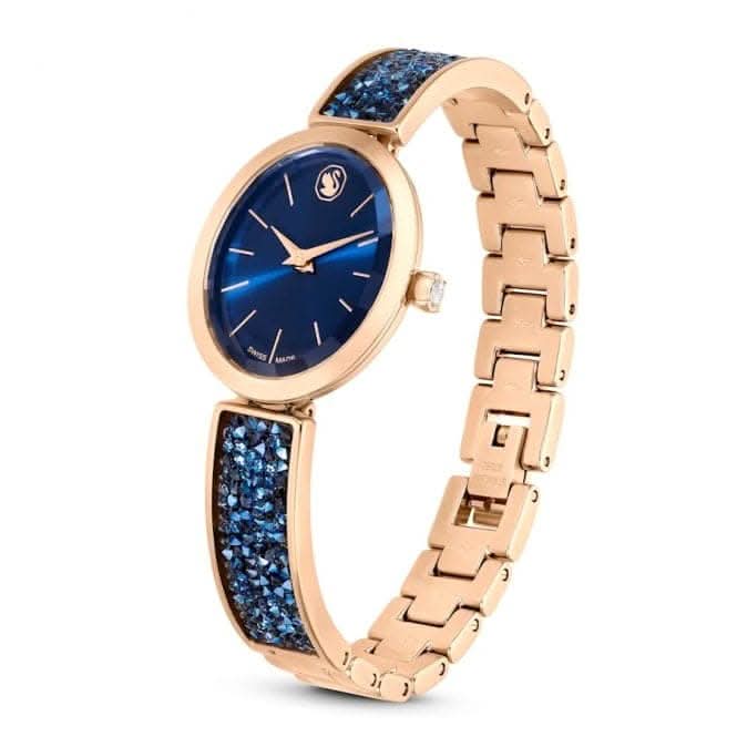 Crystal Rock Swiss Made Blue Rose Gold - tone finish Crystal Rock Oval Watch 5656822Swarovski5656822