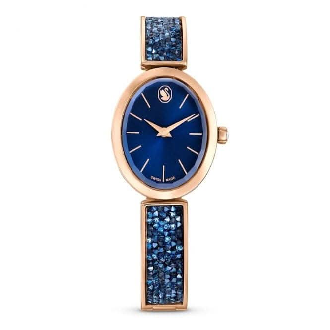 Crystal Rock Swiss Made Blue Rose Gold - tone finish Crystal Rock Oval Watch 5656822Swarovski5656822