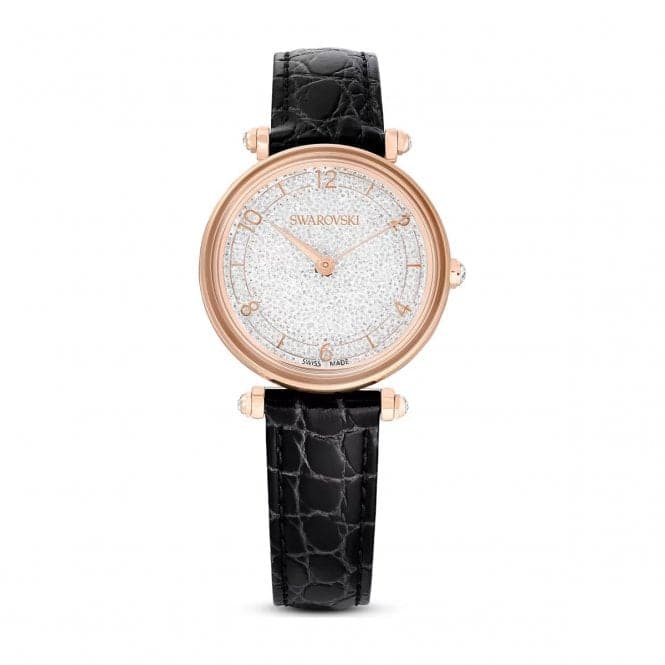 Crystalline Wonder Swiss Made Leather strap Black Rose Gold - tone finish Watch 5653359Swarovski5653359