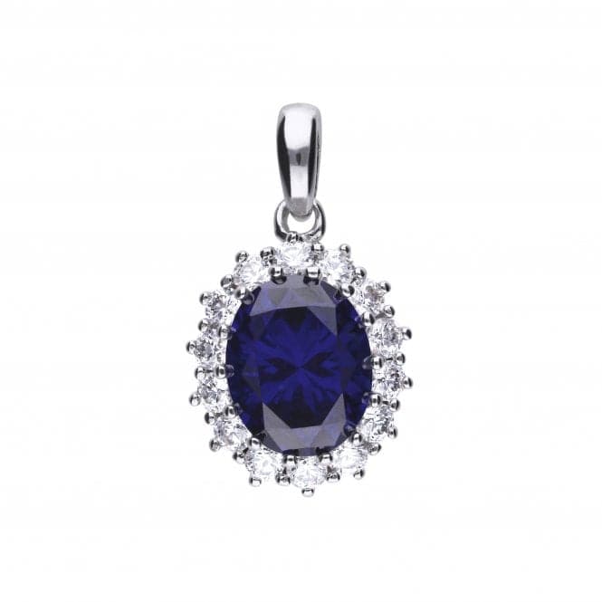 Cubic Zirconia Blue Oval Pave Pendant P4658DiamonfireP4658