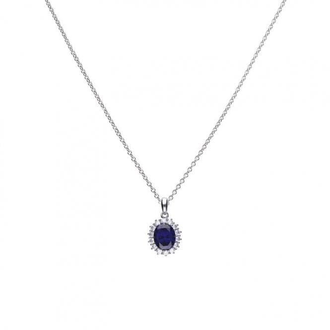 Cubic Zirconia Blue Oval Pave Pendant P4658DiamonfireP4658