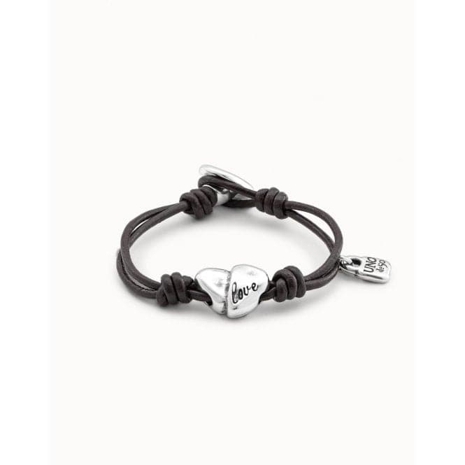 Cupid Silver Leather BraceletUNOde50PUL1715MARMTL0M