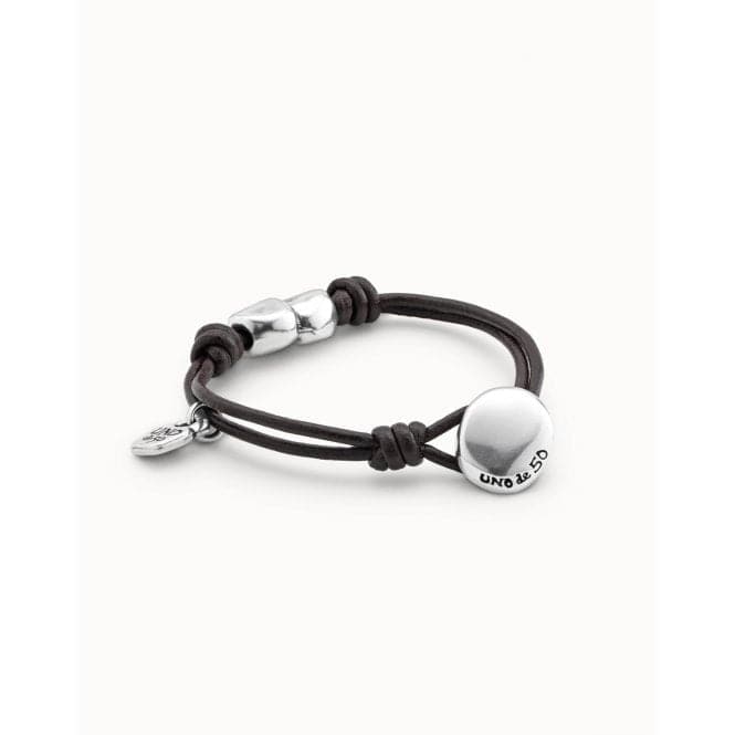 Cupid Silver Leather BraceletUNOde50PUL1715MARMTL0M