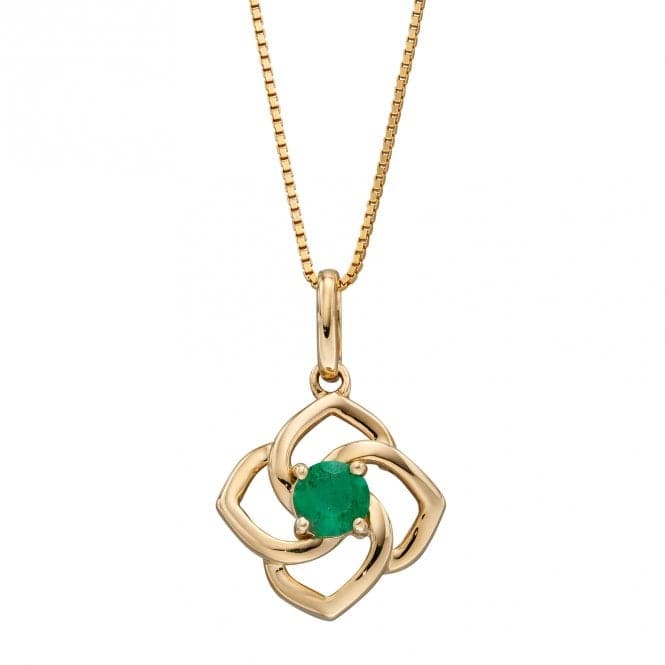 Cut Out Flower Emerald Yellow Gold Pendant GP2279GElements GoldGP2279G