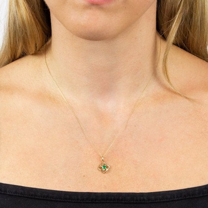 Cut Out Flower Emerald Yellow Gold Pendant GP2279GElements GoldGP2279G