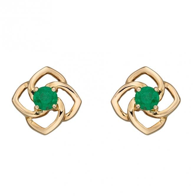 Cut Out Flower Emerald Yellow Gold Stud Earrings GE2387GElements GoldGE2387G