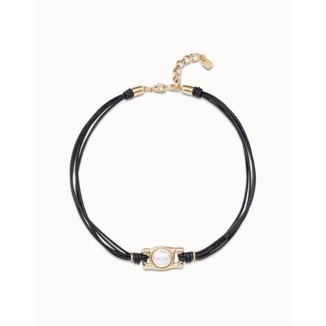 Darling White Leather Pearl Shell NecklaceUNOde50COL1770BPLORO0U
