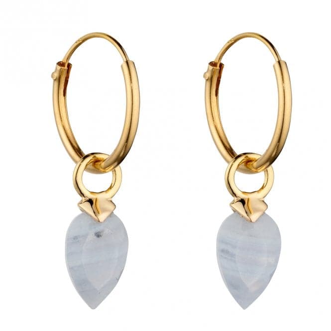 December Yellow Gold Plated Birthstone Chalcedony Stone Hoop Charm Earring Y2672BeginningsY2672