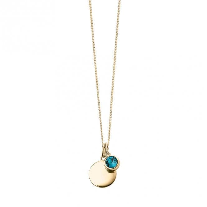 December Yellow Gold Plated Birthstone Engravable Disc Swarovski Necklace P5019BeginningsP5019