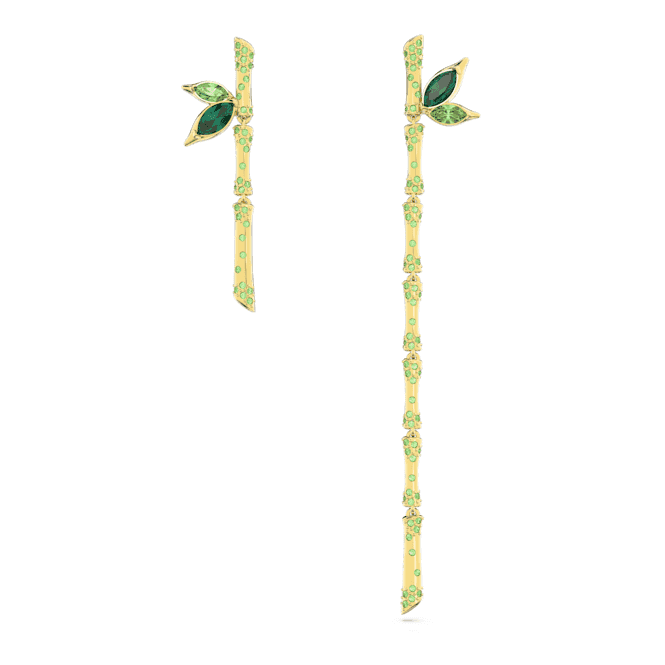 Dellium Drop Asymmetric Design Bamboo Green Gold - tone Plated Earrings 5645372Swarovski5645372