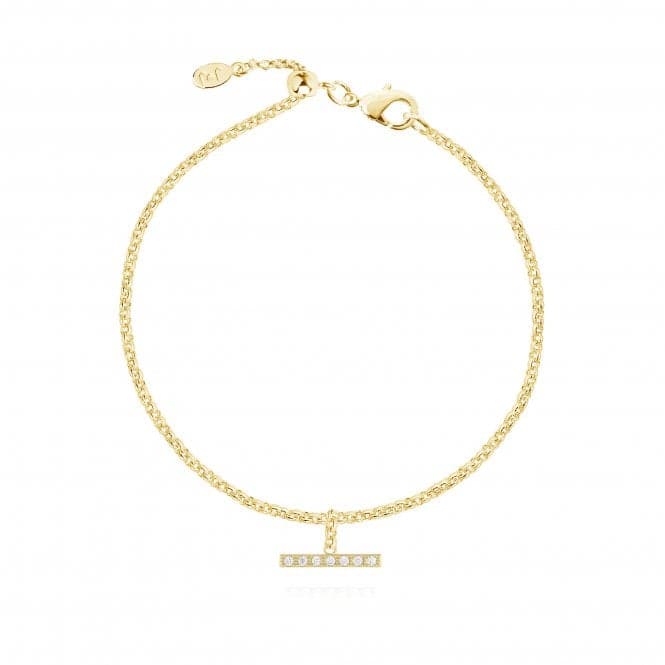 Demi Gold Pave Bar Drop 19cm Adjustable Bracelet 4458Joma Jewellery4458