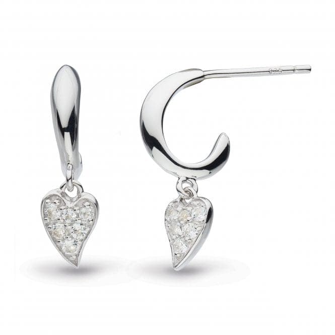 Desire Precious White Topaz Heart Hoop Drop Earrings 50506WTKit Heath50506WT