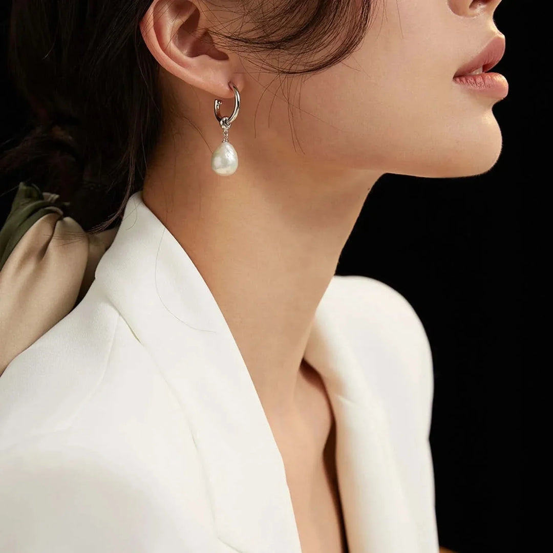 Detachable Hoop Baroque Pearl Earrings