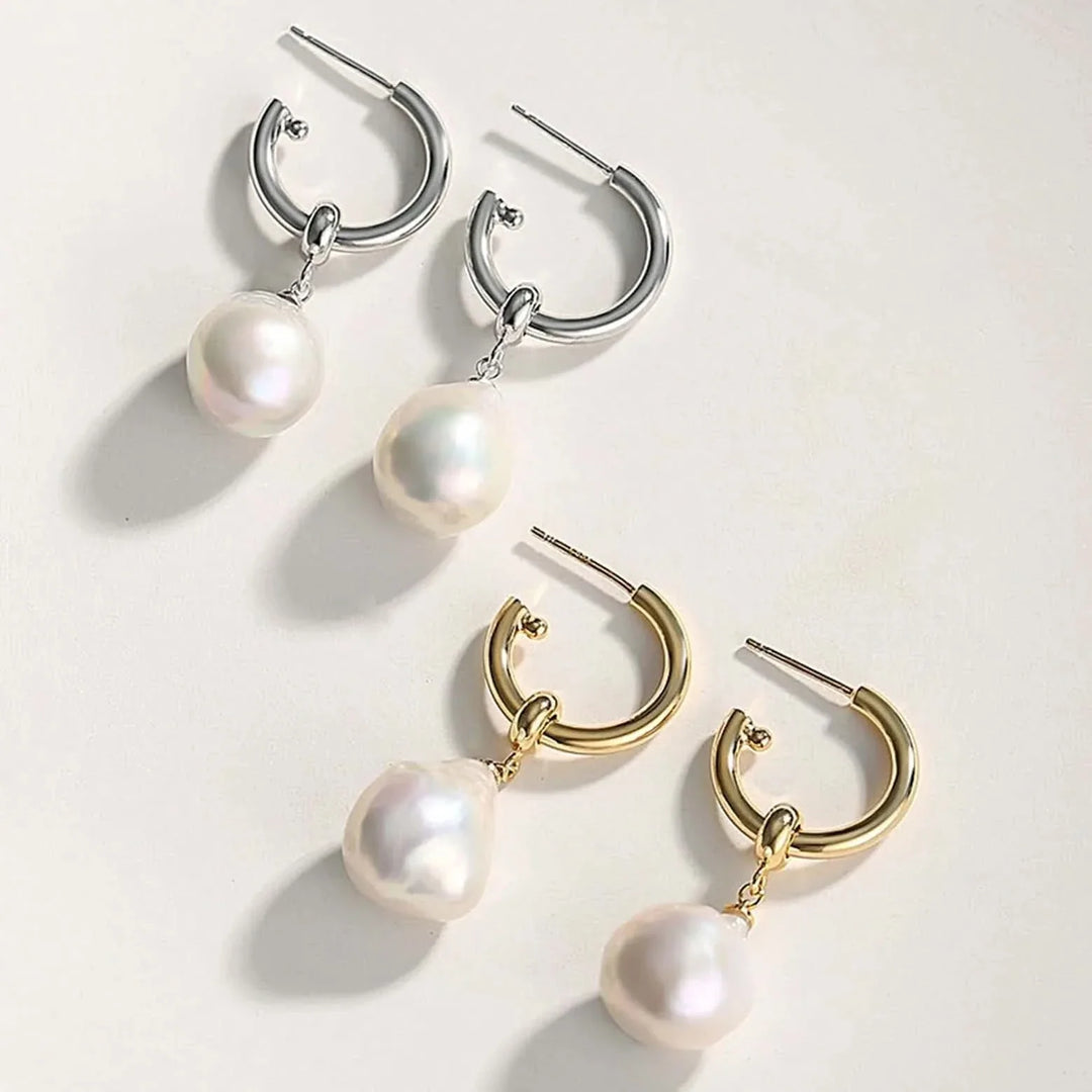 Detachable Hoop Baroque Pearl Earrings