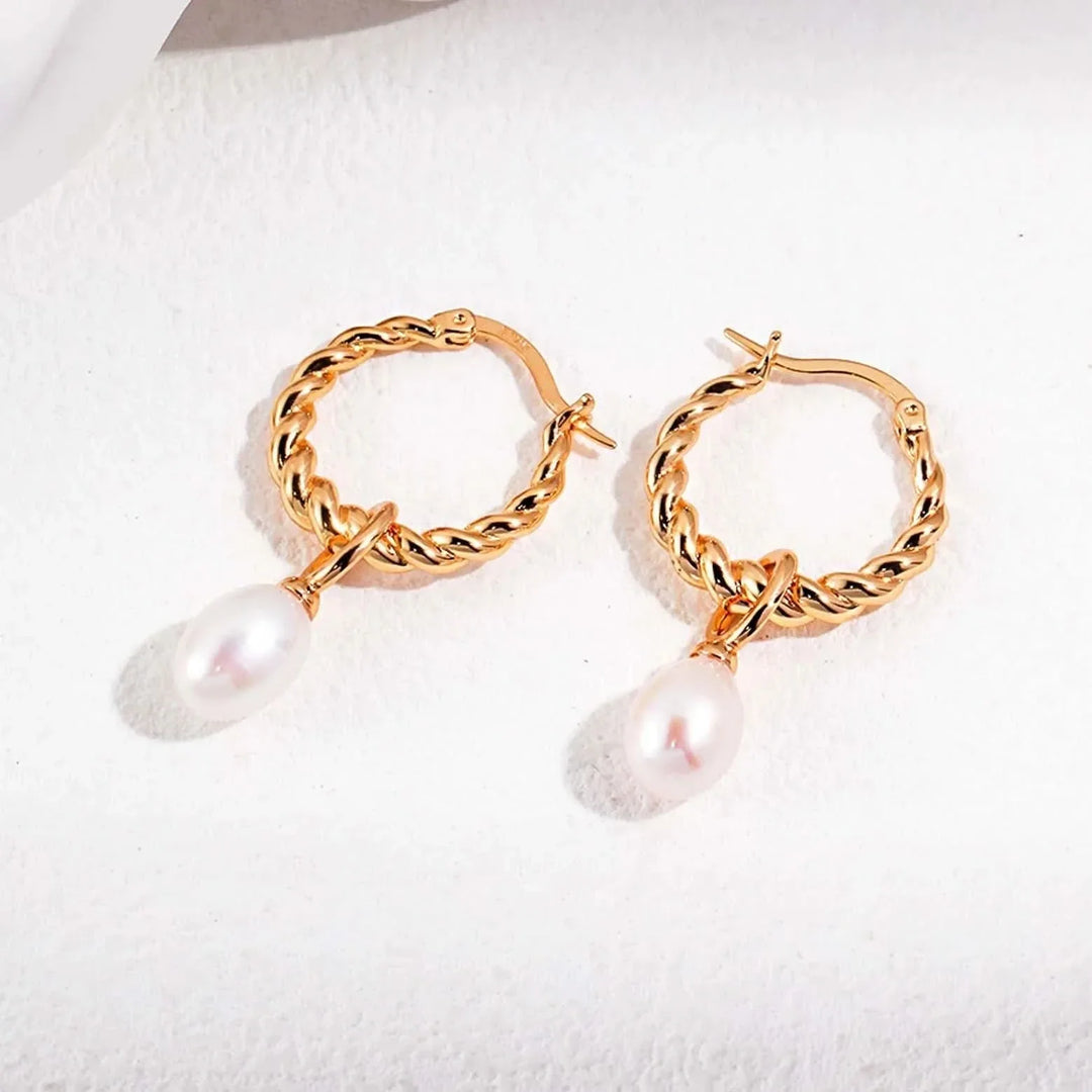 Detachable Twist Hoop Pearl Earrings
