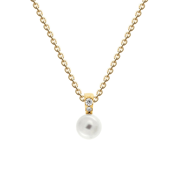 Dew 6mm Freshwater Pearl Gold Plate with Zirconia Bale Pendant 9352GFPCDew9352GFPC