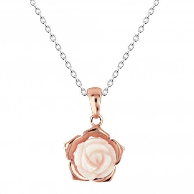 Dew Mother of Pearl Pink Carnation Rose Gold Plate Pendant 90802MPR028Dew90802MPR028