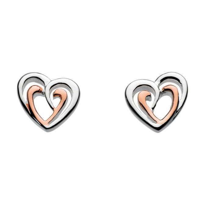 Dew Silver Amena Double Heart Rose Gold plate Earrings 4493RG016Dew4493RG016