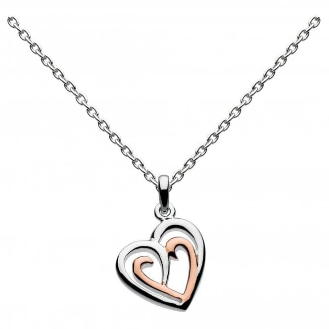 Dew Silver Amena Double Heart with Rose Gold Plate Pendant 9493RG016Dew9493RG016