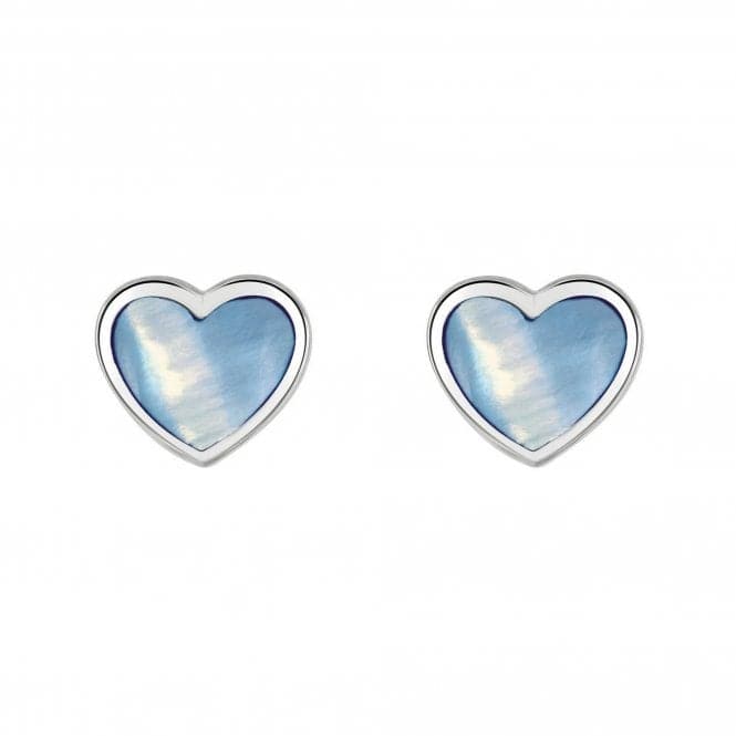 Dew Silver Dinky Blue Mother of Pearl Heart Stud Earrings 3062BMPDew3062BMP028