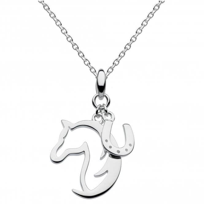 Dew Silver Dinky Hoofing Around Horse & Horseshoe Pendant 9474HP015Dew9474HP015