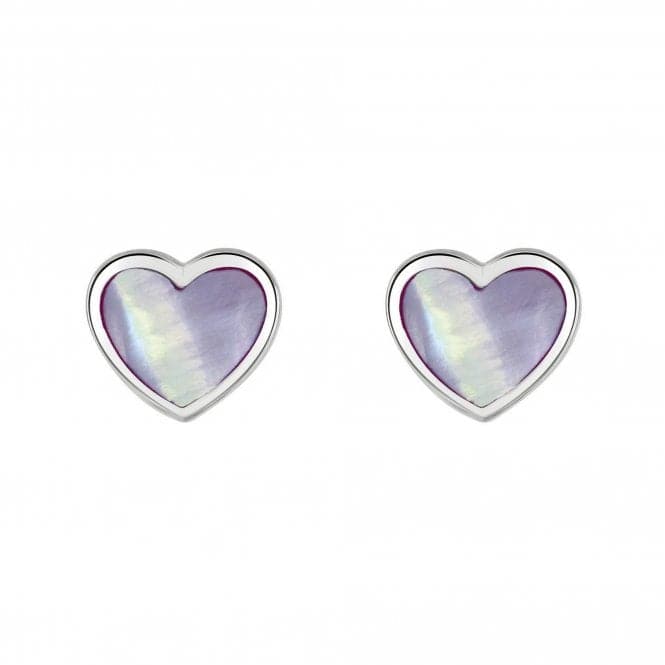 Dew Silver Dinky Lilac Mother of Pearl Heart Stud Earrings 3062LMPDew3062LMP028