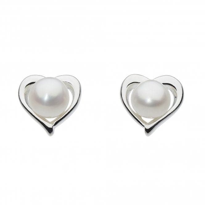 Dew Silver Dinky Small Heart With Freshwater Pearl Stud Earrings 3653FP024Dew3653FP024