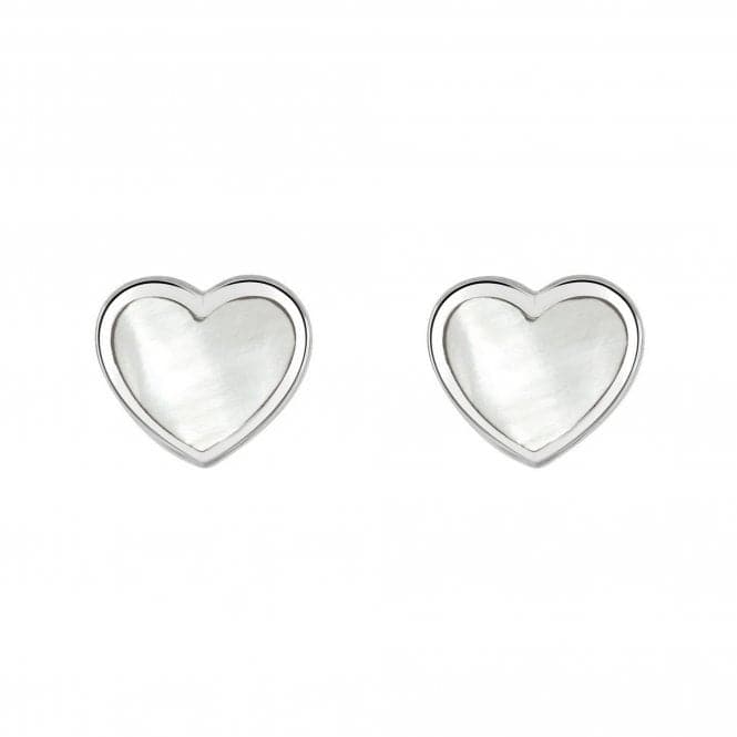 Dew Silver Dinky White Mother of Pearl Heart Stud Earrings 3062MOPDew3062MOP028