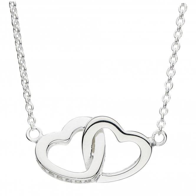Dew Silver Double Linked Heart with Cubic Zirconia 18 Necklace 9072CZ024Dew9072CZ024