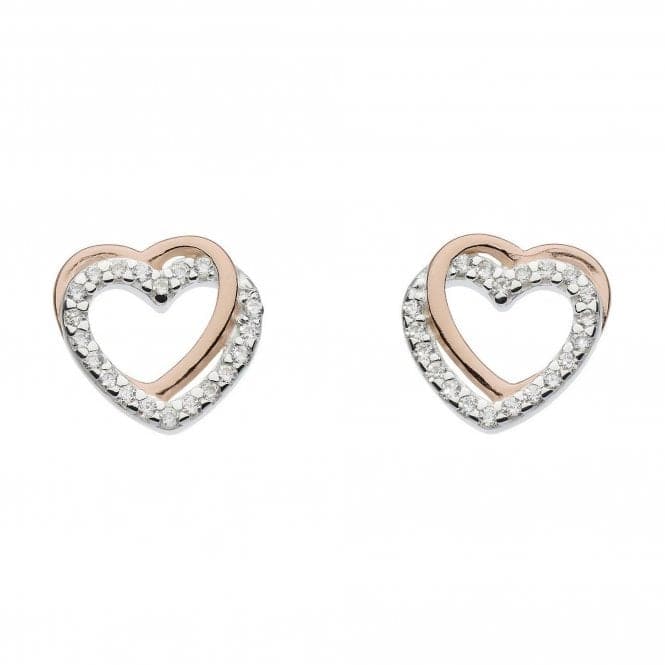 Dew Silver Entwined Heart Rose Gold Plate Cubic Zirconia Earrings 3706RCZ024Dew3706RCZ024