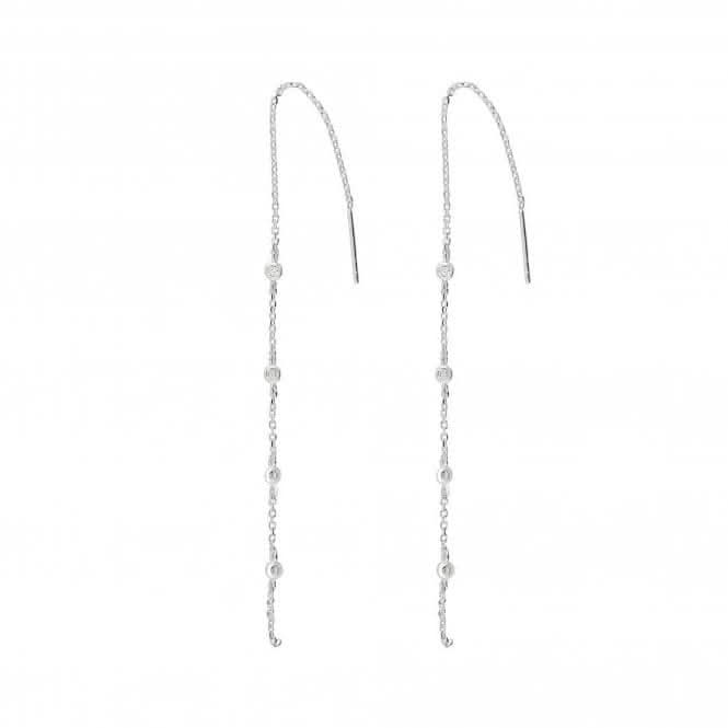 Dew Silver Extensive Chain with Cubic Zirconia Drop Earrings 58287CZ027
