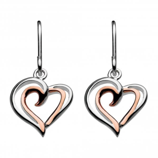 Dew Silver Heart Strands with Rose Gold Plate Drop Earrings 68028RG016Dew68028RG016