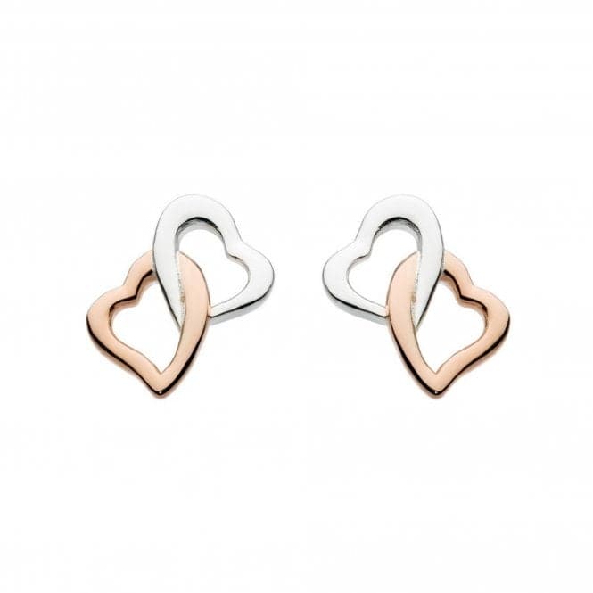 Dew Silver Interlinking Hearts Rose Gold Plate Earrings 4868HP013Dew4868HP013