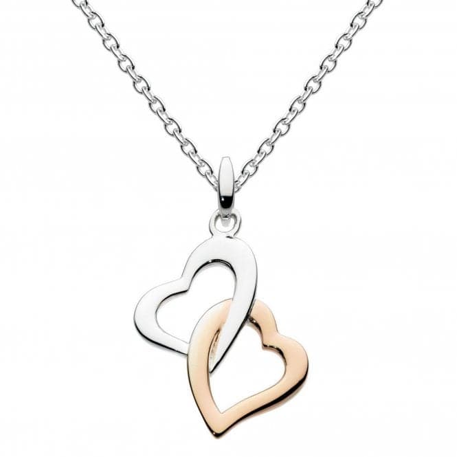Dew Silver Interlinking Hearts with Rose Gold Plate Pendant 9868HP013Dew9868HP013