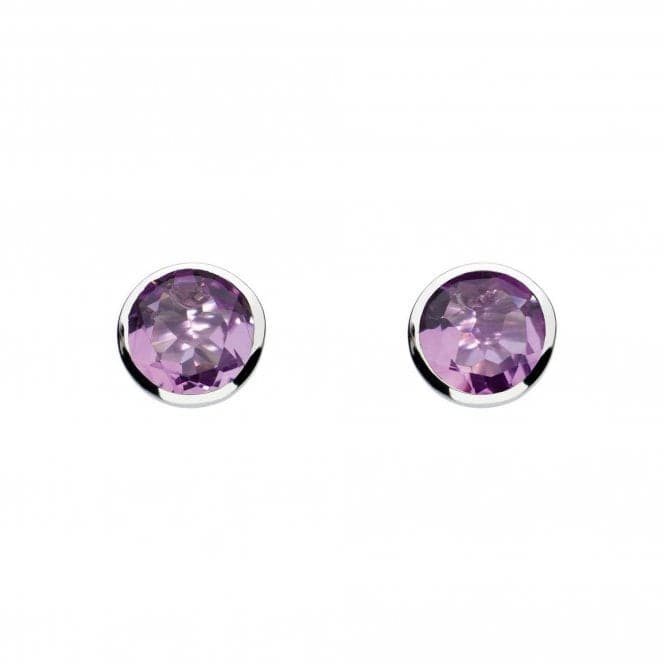 Dew Silver Medium Round Amethyst Cubic Zirconia Earrings 3039AM014Dew3039AM014