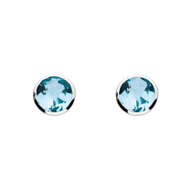 Dew Silver Medium Round Blue Topaz Cubic Zirconia Earrings 3039BT014Dew3039BT014