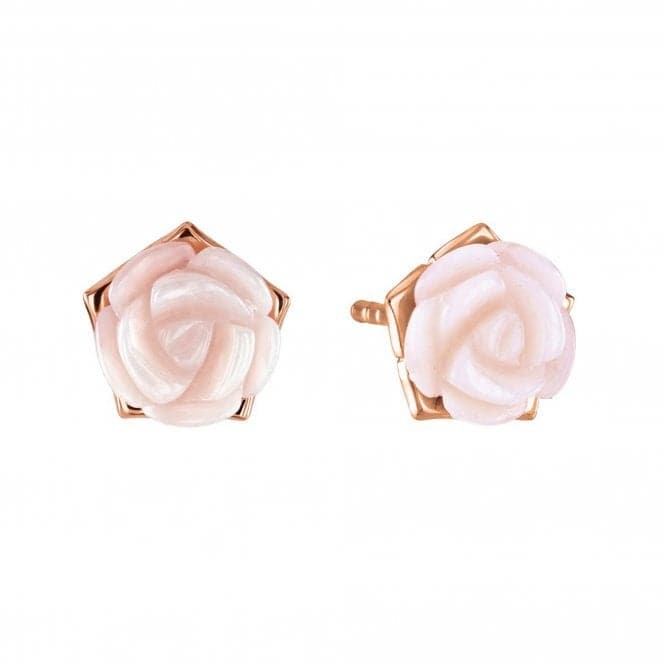 Dew Silver Mother of Pearl Pink Carnation Rose Gold Plate Stud Earrings 30802MPR028Dew30802MPR028
