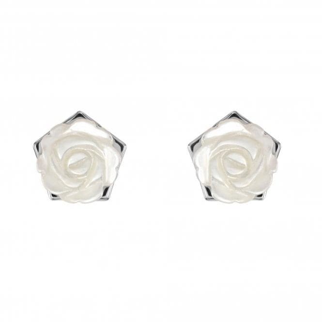 Dew Silver Mother of Pearl White Carnation Stud Earrings 30801MP028Dew30801MP028