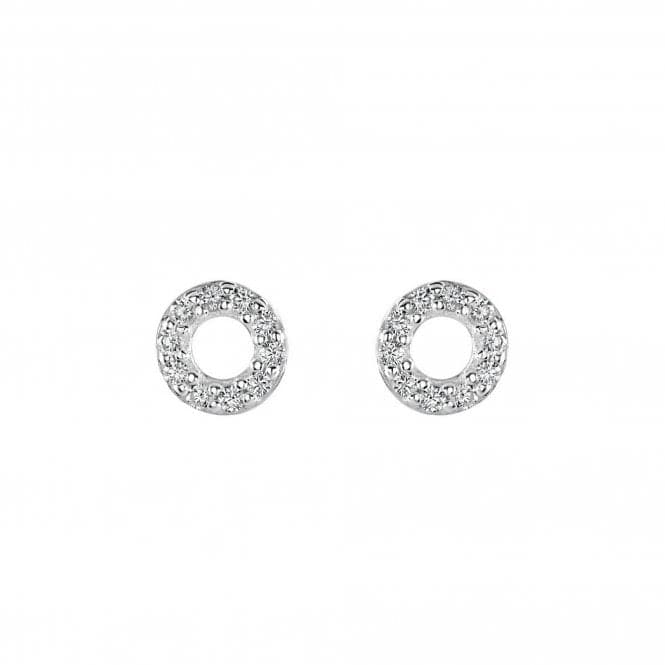 Dew Silver Open Cubic Zirconia Mini open Circle Stud Earrings 3547CZ027Dew3547CZ027