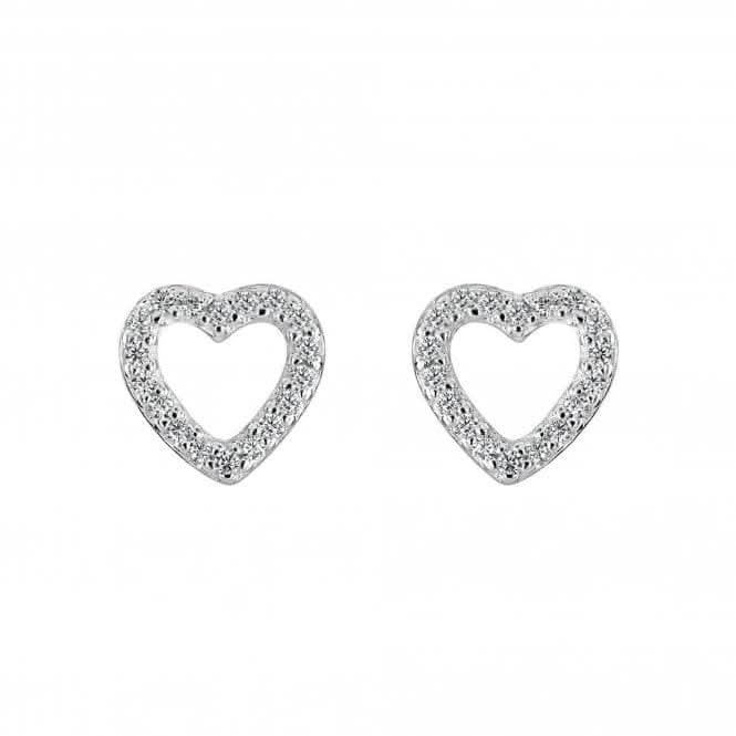 Dew Silver Open Cubic Zirconia open Heart Stud Earrings 3543CZ027Dew3543CZ027